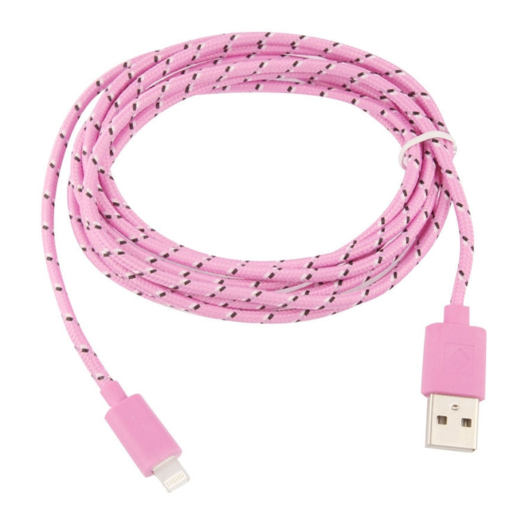 3m Nylon Netting Style USB Data Transfer Charging Cable for iPhone, iPad(Pink) - Normal Style Cable by PMC Jewellery | Online Shopping South Africa | PMC Jewellery