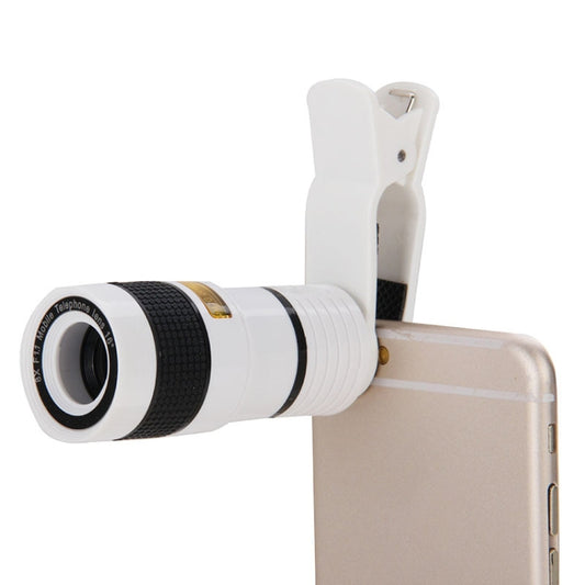 8X Zoom Telescope Telephoto Camera Lens with Clip(White) - Telescope & Microscope by PMC Jewellery | Online Shopping South Africa | PMC Jewellery