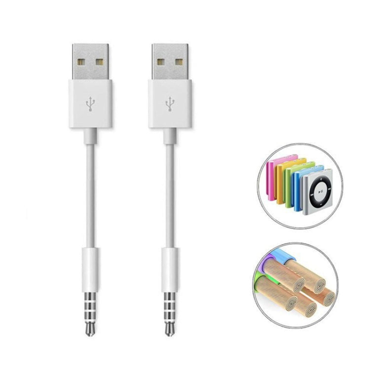 JW-SM1 USB to 3.5mm Jack Data Sync & Charge Cable for iPod shuffle 1st /2nd /3rd /4th /5th /6th Generation, Length: 10cm(White) - free shipping - PMC TechLife - Order now!