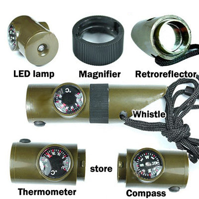 7 in 1 (Survival Whistle / Compass / Thermometer / LED Light / Magnifier / Retroreflector / String) - Emergency Tools by PMC Jewellery | Online Shopping South Africa | PMC Jewellery