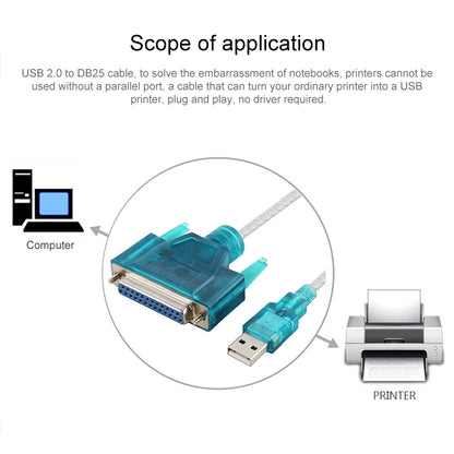 USB 2.0 to DB25 Pin Female Cable, Length: 1.5m - RS485 / RS232 Series by PMC Jewellery | Online Shopping South Africa | PMC Jewellery