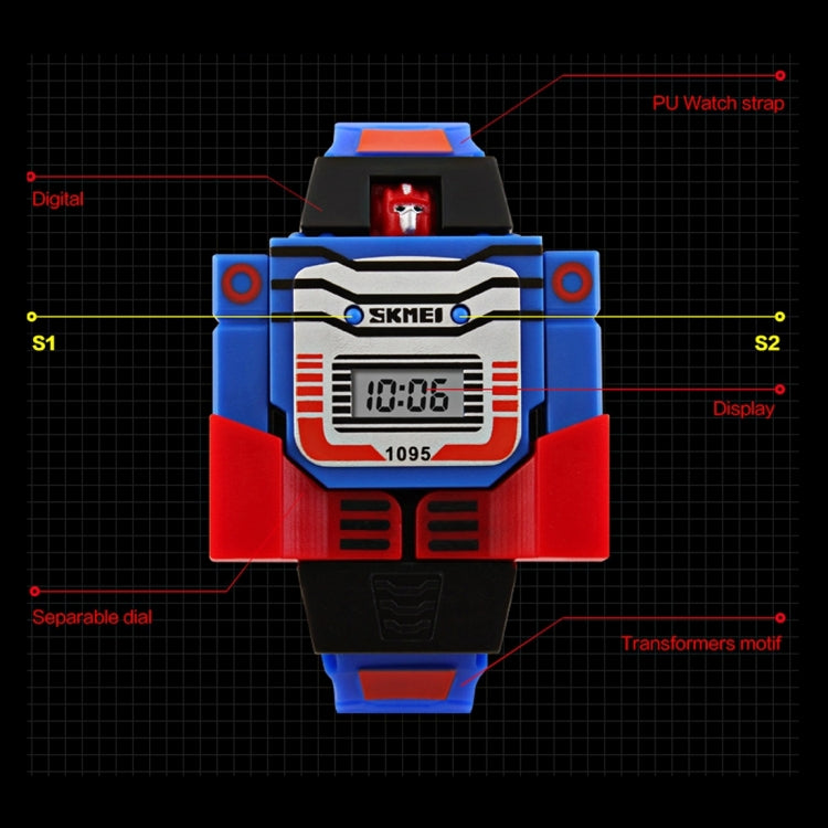 SKMEI Transformation Toy Shape Changing Removable Dial Digital Movement Children Watch with PU Plastic Cement Band(Dark Blue) - Cartoon Watches by SKMEI | Online Shopping South Africa | PMC Jewellery | Buy Now Pay Later Mobicred