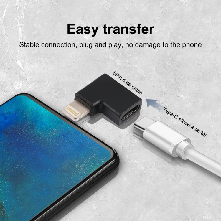 8 Pin Male to USB-C / Type-C Female Elbow Charging Adapterr - Converter & Adapter by PMC TechLife | Online Shopping South Africa | PMC TechLife