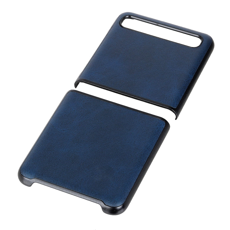 For Galaxy Z Flip Two-color Cow Leather Texture Folding Protective Case(Blue) - Galaxy Phone Cases by PMC TechLife | Online Shopping South Africa | PMC TechLife | Buy Now Pay Later Mobicred