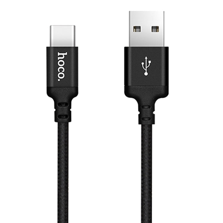 hoco X14 2m Nylon Braided Aluminium Alloy USB-C / Type-C to USB Data Sync Charging Cable(Black) - USB-C & Type-C Cable by hoco | Online Shopping South Africa | PMC Jewellery | Buy Now Pay Later Mobicred