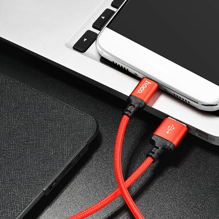 hoco X14 2m Nylon Braided Aluminium Alloy USB-C / Type-C to USB Data Sync Charging Cable(Red) - USB-C & Type-C Cable by hoco | Online Shopping South Africa | PMC Jewellery | Buy Now Pay Later Mobicred