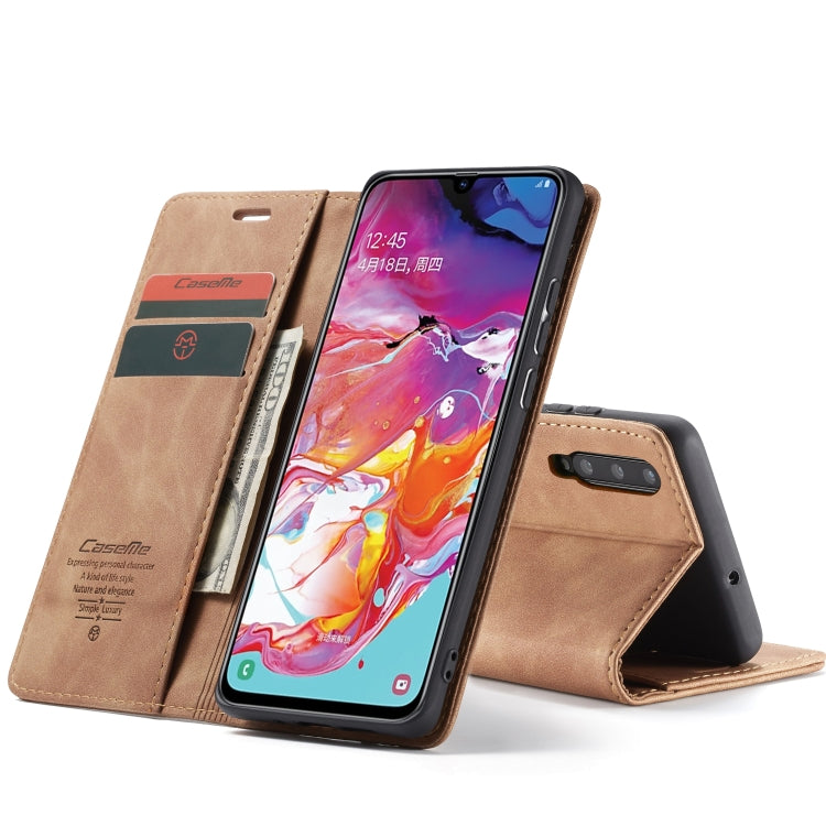 CaseMe-013 Multifunctional Retro Frosted Horizontal Flip Leather Case for Galaxy A70, with Card Slot & Holder & Zipper Wallet & Photo Frame(Brown) - Galaxy Phone Cases by CaseMe | Online Shopping South Africa | PMC Jewellery | Buy Now Pay Later Mobicred