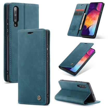 CaseMe-013 Multifunctional Retro Frosted Horizontal Flip Leather Case for Galaxy A30S / A50S / A50, with Card Slot & Holder & Zipper Wallet & Photo Frame(Blue) - Galaxy Phone Cases by CaseMe | Online Shopping South Africa | PMC Jewellery | Buy Now Pay Later Mobicred