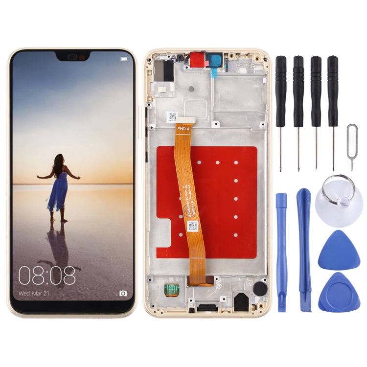 LCD Screen and Digitizer Full Assembly with Frame for Huawei P20 Lite / Nova 3e(Gold) - free shipping - PMC TechLife - Order now!