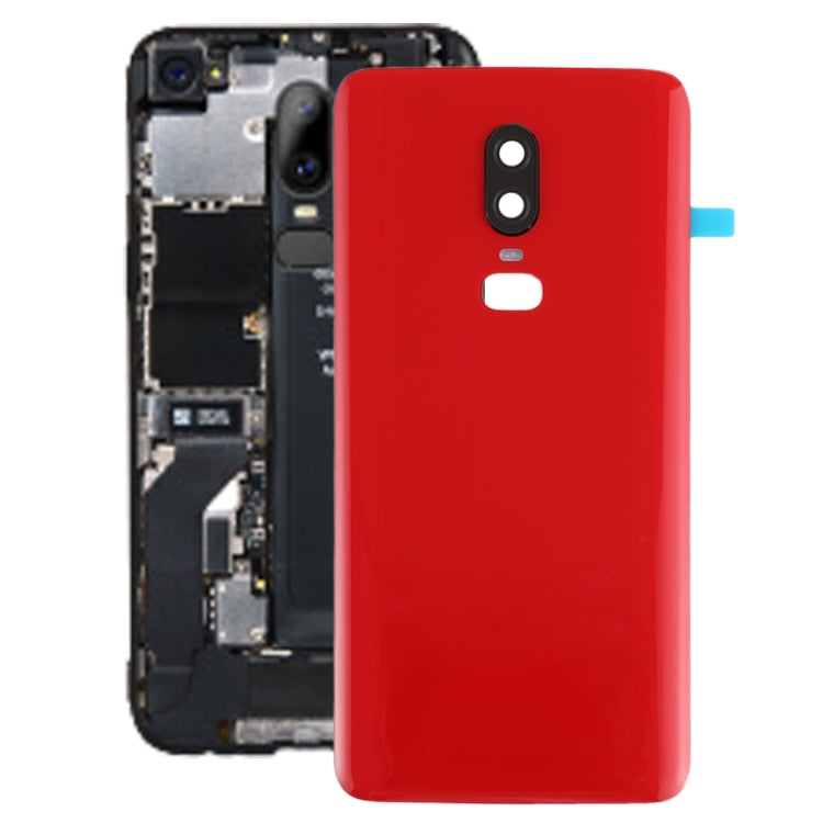 For OnePlus 6 Smooth Surface Battery Back Cover (Red) - Back Cover by PMC Jewellery | Online Shopping South Africa | PMC Jewellery