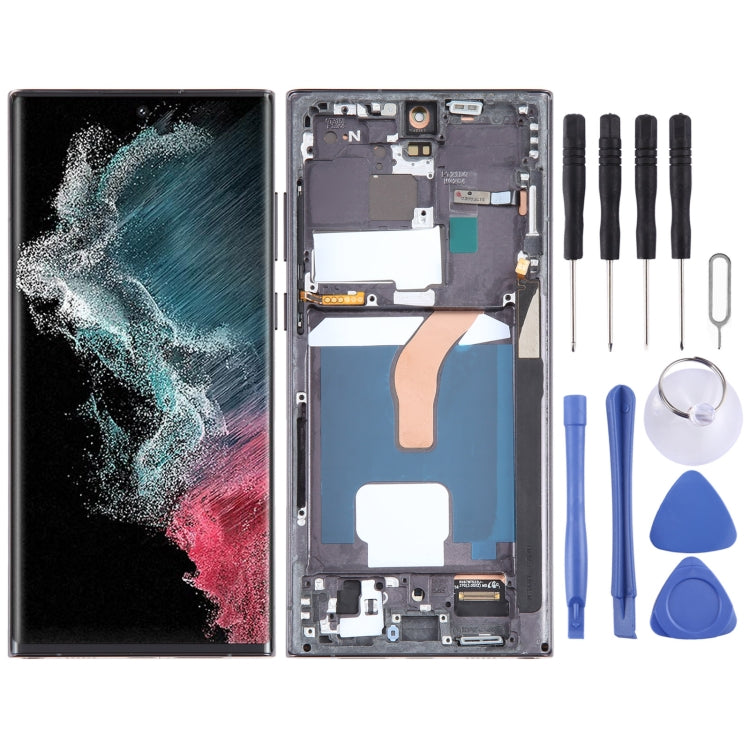 For Samsung Galaxy S22 Ultra 5G SM-S908U US Edition OLED LCD Screen Digitizer Full Assembly with Frame (Black) - LCD Screen by PMC Jewellery | Online Shopping South Africa | PMC Jewellery