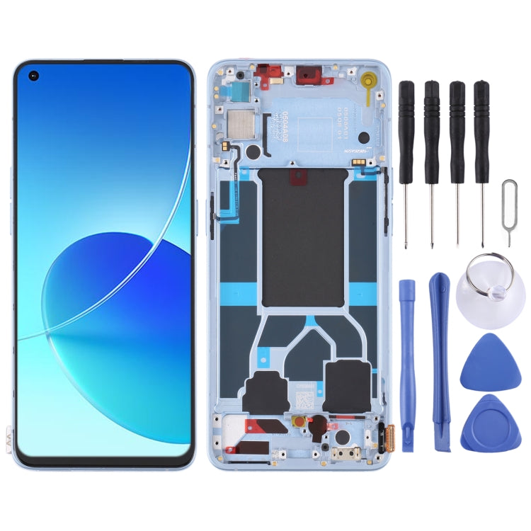 Original LCD Screen For OPPO Reno6 5G PEQM00 CPH2251 Digitizer Full Assembly with Frame (Blue) - free shipping - PMC TechLife - Order now!