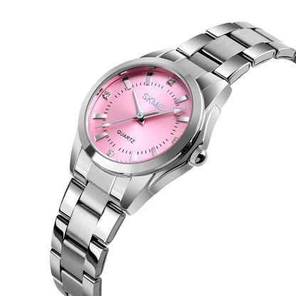 SKmei 1620 Delicate Rhinestone Creative Casual Waterproof Quartz Women Watch Steel Strap Watch(Pink) - Alloy Watches by SKMEI | Online Shopping South Africa | PMC Jewellery | Buy Now Pay Later Mobicred