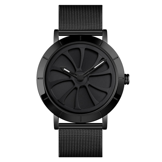 SKMEI 9204 Fashion Skeleton Rotating Dial Waterproof Business Mesh Belt Quartz Watch Men Watch(Black) - Metal Strap Watches by SKMEI | Online Shopping South Africa | PMC Jewellery | Buy Now Pay Later Mobicred