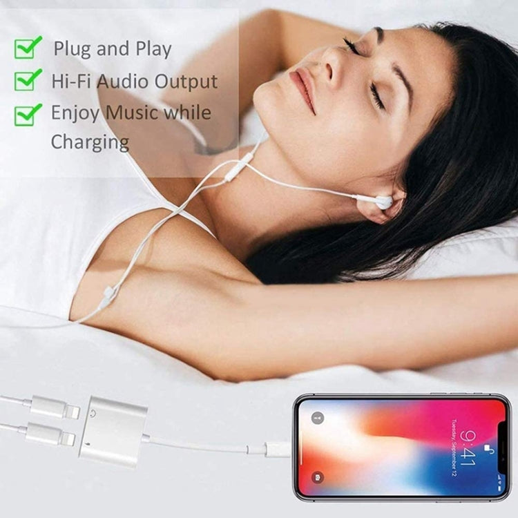 ZS-S1802 2 in 1 8 Pin Male to 8 Pin Charging + 8 Pin Audio Female Connector Earphone Adapter, Support Calls & Wire Control, Compatible with All IOS System - Earphone Adapter by PMC Jewellery | Online Shopping South Africa | PMC Jewellery