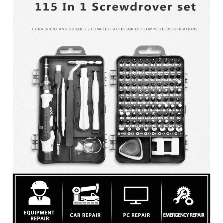 115 in 1 Precision Screw Driver Mobile Phone Computer Disassembly Maintenance Tool Set(Black) - Screwdriver Set by PMC TechLife | Online Shopping South Africa | PMC TechLife