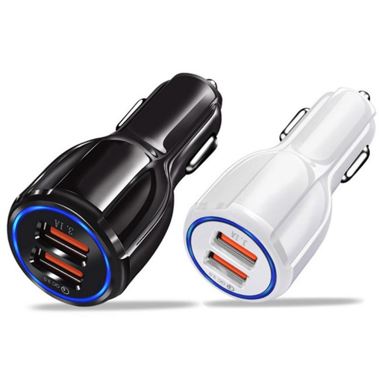 Qc3.0 Dual USB Car Charger + Micro USB Fast Charging Cable Car Charging Kit(White) - Car Charger by PMC Jewellery | Online Shopping South Africa | PMC Jewellery