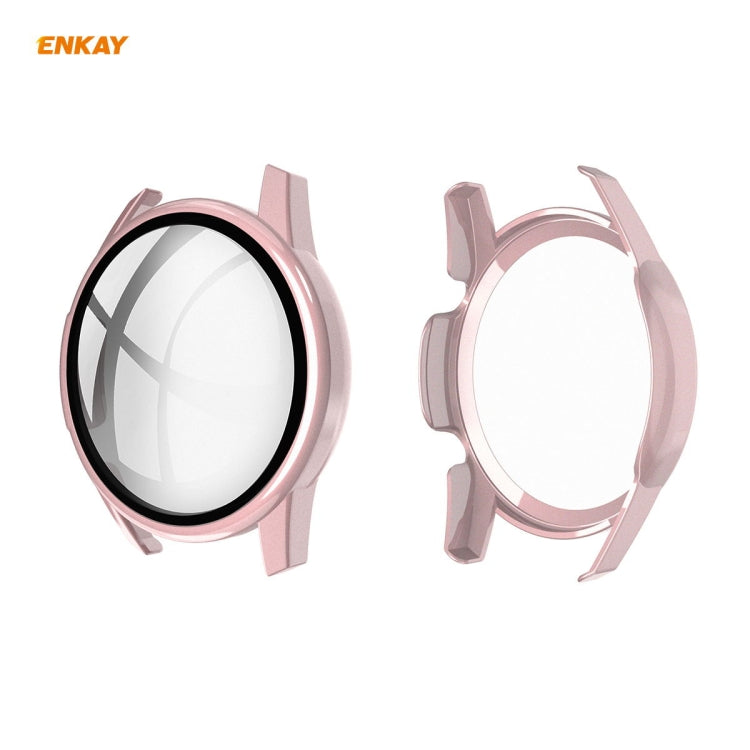 For Huawei Watch GT 2 46mm ENKAY Hat-Prince ENK-AC8202 Full Coverage PC Frosted Case + 9H Tempered Glass Protector(Pink) - Watch Cases by ENKAY | Online Shopping South Africa | PMC Jewellery | Buy Now Pay Later Mobicred