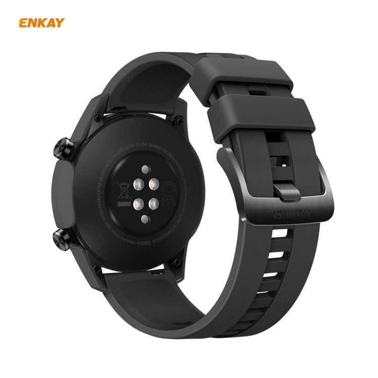 For Huawei Watch GT 2 46mm ENKAY Hat-Prince ENK-AC8202 Full Coverage PC Frosted Case + 9H Tempered Glass Protector(Green) - Watch Cases by ENKAY | Online Shopping South Africa | PMC Jewellery | Buy Now Pay Later Mobicred