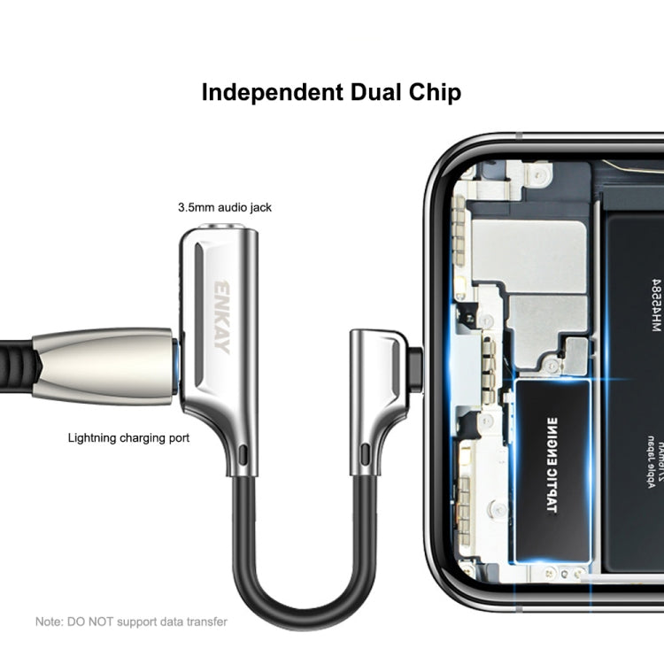 ENKAY ENK-AT103 8 Pin to 3.5mm Audio ＆ 8 Pin Charging Interfaces Converter Zinc Alloy Adapter(Silver) - Cable & Splitter by ENKAY | Online Shopping South Africa | PMC Jewellery