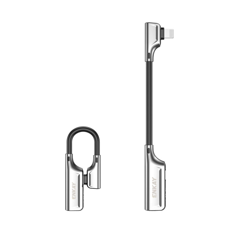 ENKAY ENK-AT102 8 Pin to 8 Pin Charging + 8 Pin Audio Interfaces Charging and Listening to Songs Zinc Alloy Adapter Converter(Silver) - Cable & Splitter by ENKAY | Online Shopping South Africa | PMC TechLife | Buy Now Pay Later Mobicred