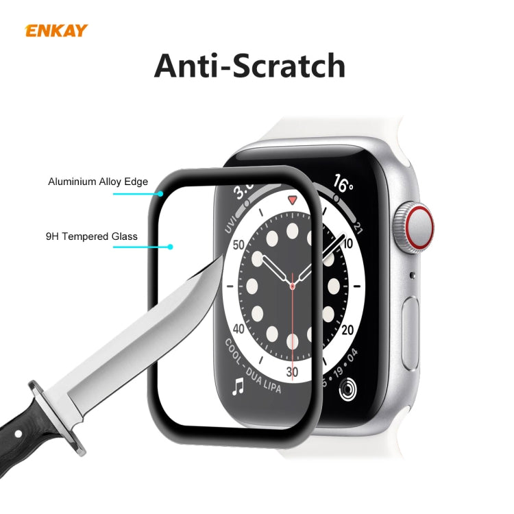 For Apple Watch 6/5/4/SE 44mm 10 PCS ENKAY Hat-Prince 0.2mm 9H Surface Hardness 3D Explosion-proof Aluminum Alloy Edge Full Screen Tempered Glass Screen Film - Watch Cases by ENKAY | Online Shopping South Africa | PMC Jewellery | Buy Now Pay Later Mobicred