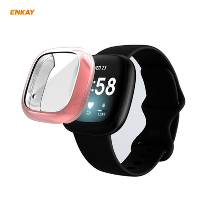 For Fitbit Versa 3 / Fitbit Sense ENKAY Hat-Prince ENK-AC8208 Full Coverage Electroplate TPU Soft Case(Pink) - Watch Cases by ENKAY | Online Shopping South Africa | PMC Jewellery | Buy Now Pay Later Mobicred