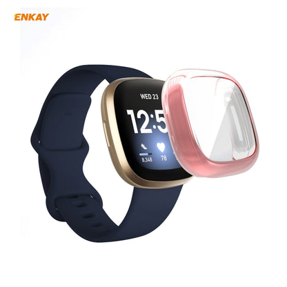 For Fitbit Versa 3 / Fitbit Sense ENKAY Hat-Prince ENK-AC8208 Full Coverage Electroplate TPU Soft Case(Pink) - Watch Cases by ENKAY | Online Shopping South Africa | PMC Jewellery | Buy Now Pay Later Mobicred