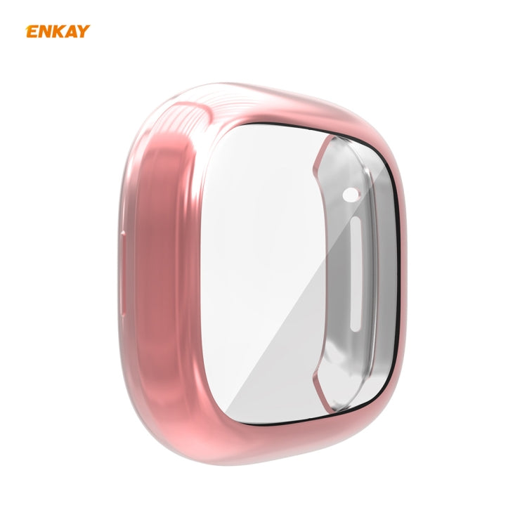 For Fitbit Versa 3 / Fitbit Sense ENKAY Hat-Prince ENK-AC8208 Full Coverage Electroplate TPU Soft Case(Pink) - Watch Cases by ENKAY | Online Shopping South Africa | PMC Jewellery | Buy Now Pay Later Mobicred