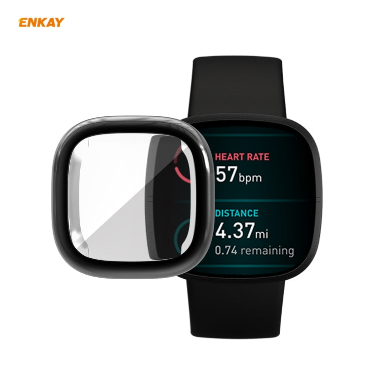 For Fitbit Versa 3 / Fitbit Sense ENKAY Hat-Prince ENK-AC8208 Full Coverage Electroplate TPU Soft Case(Black) - Watch Cases by ENKAY | Online Shopping South Africa | PMC Jewellery | Buy Now Pay Later Mobicred