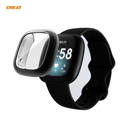 For Fitbit Versa 3 / Fitbit Sense ENKAY Hat-Prince ENK-AC8208 Full Coverage Electroplate TPU Soft Case(Black) - Watch Cases by ENKAY | Online Shopping South Africa | PMC Jewellery | Buy Now Pay Later Mobicred