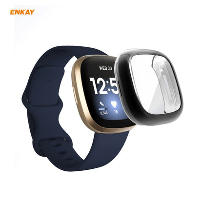 For Fitbit Versa 3 / Fitbit Sense ENKAY Hat-Prince ENK-AC8208 Full Coverage Electroplate TPU Soft Case(Black) - Watch Cases by ENKAY | Online Shopping South Africa | PMC Jewellery | Buy Now Pay Later Mobicred