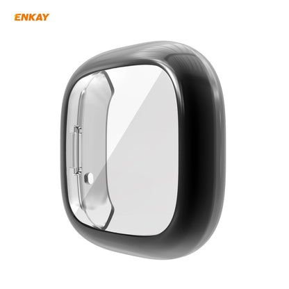 For Fitbit Versa 3 / Fitbit Sense ENKAY Hat-Prince ENK-AC8208 Full Coverage Electroplate TPU Soft Case(Black) - Watch Cases by ENKAY | Online Shopping South Africa | PMC Jewellery | Buy Now Pay Later Mobicred