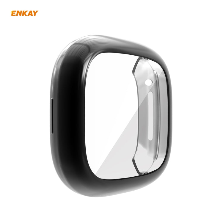 For Fitbit Versa 3 / Fitbit Sense ENKAY Hat-Prince ENK-AC8208 Full Coverage Electroplate TPU Soft Case(Black) - Watch Cases by ENKAY | Online Shopping South Africa | PMC Jewellery | Buy Now Pay Later Mobicred