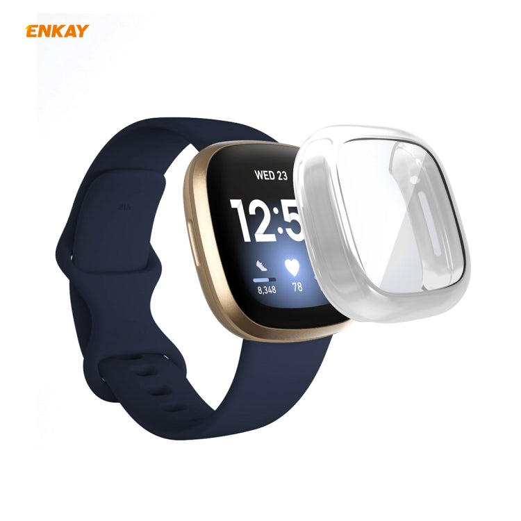 For Fitbit Versa 3 / Fitbit Sense ENKAY Hat-Prince ENK-AC8208 Full Coverage Electroplate TPU Soft Case(Silver) - Watch Cases by ENKAY | Online Shopping South Africa | PMC Jewellery | Buy Now Pay Later Mobicred