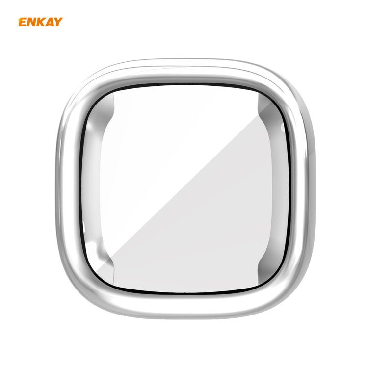 For Fitbit Versa 3 / Fitbit Sense ENKAY Hat-Prince ENK-AC8208 Full Coverage Electroplate TPU Soft Case(Silver) - Watch Cases by ENKAY | Online Shopping South Africa | PMC Jewellery | Buy Now Pay Later Mobicred