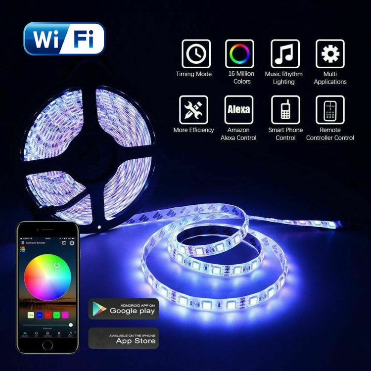 5M 5050 RGB LED Strip Light WIFI Smart Home Power Kit Set (Not waterproof) - Bare Board Light by PMC Jewellery | Online Shopping South Africa | PMC Jewellery