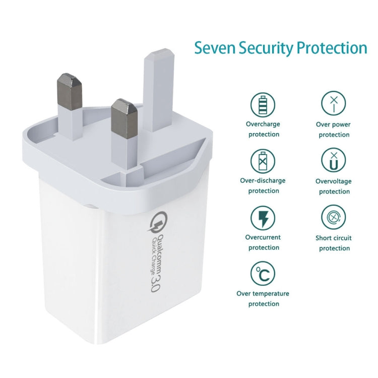 SDC-30W 2 in 1 USB to USB-C / Type-C Data Cable + 30W QC 3.0 USB + 2.4A Dual USB 2.0 Ports Mobile Phone Tablet PC Universal Quick Charger Travel Charger Set, UK Plug - USB Charger by PMC Jewellery | Online Shopping South Africa | PMC Jewellery