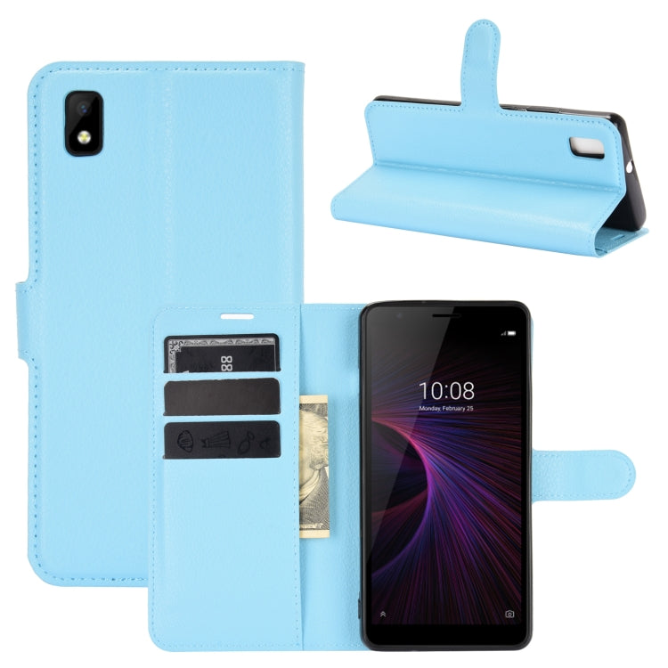 For ZTE Blade L210 Litchi Texture Horizontal Flip Protective Case with Holder & Card Slots & Wallet(Blue) - free shipping - PMC TechLife - Order now!