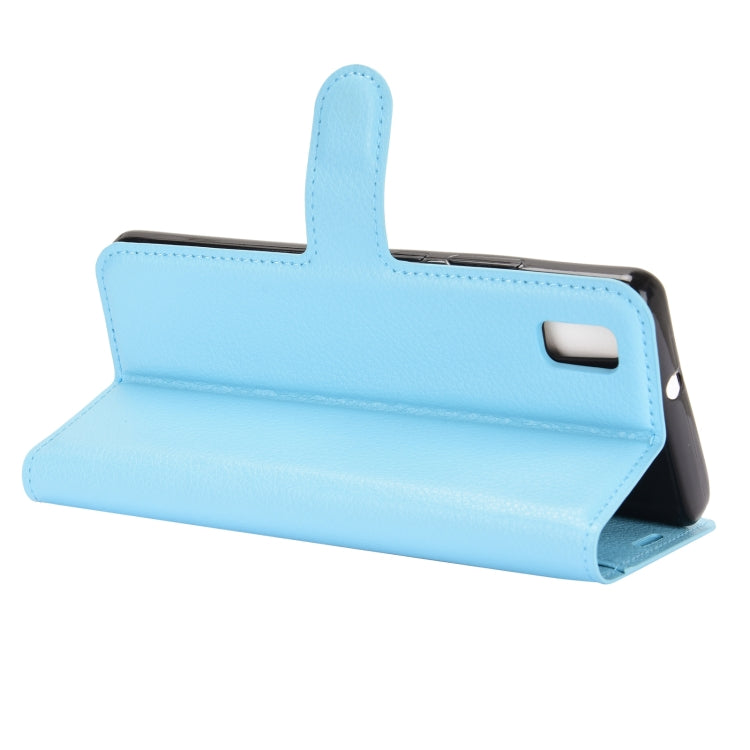 For ZTE Blade L210 Litchi Texture Horizontal Flip Protective Case with Holder & Card Slots & Wallet(Blue) - free shipping - PMC TechLife - Order now!