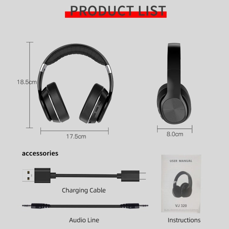 VJ320 Bluetooth 5.0 Head-mounted Foldable Wireless Headphones Support TF Card with Mic(Black) - Headset & Headphone by PMC Jewellery | Online Shopping South Africa | PMC Jewellery