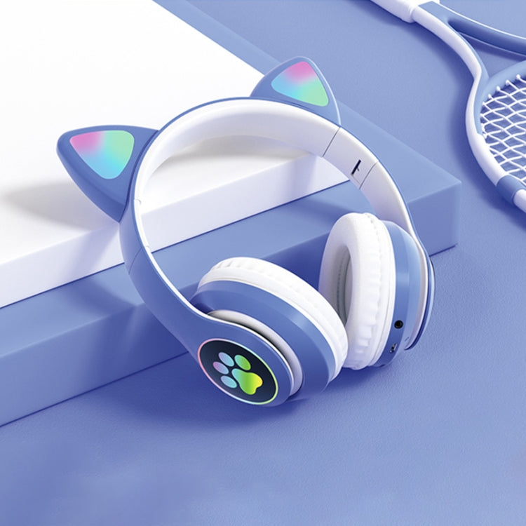 T&G TN-28 3.5mm Bluetooth 5.0 Dual Connection RGB Cat Ear Bass Stereo Noise-cancelling Headphones Support TF Card With Mic(Blue) - Headset & Headphone by T&G | Online Shopping South Africa | PMC Jewellery | Buy Now Pay Later Mobicred