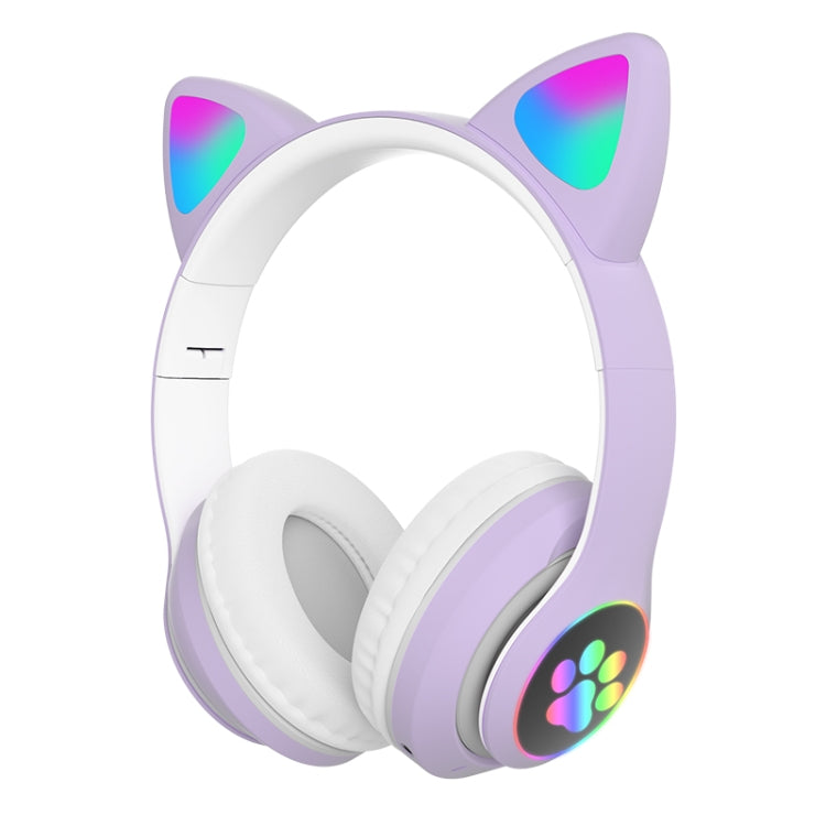 T&G TN-28 3.5mm Bluetooth 5.0 Dual Connection RGB Cat Ear Bass Stereo Noise-cancelling Headphones Support TF Card With Mic(Purple) - Headset & Headphone by T&G | Online Shopping South Africa | PMC Jewellery | Buy Now Pay Later Mobicred