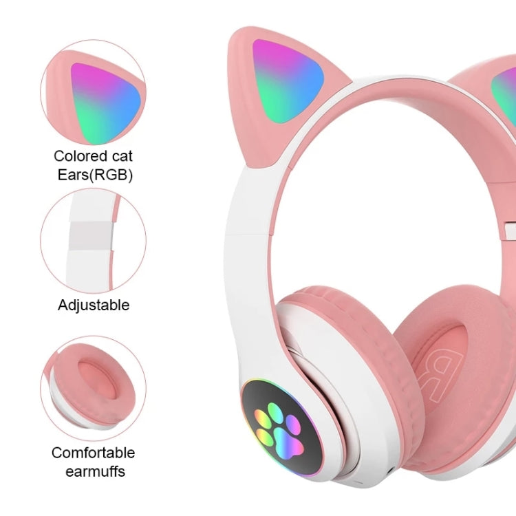 T&G TN-28 3.5mm Bluetooth 5.0 Dual Connection RGB Cat Ear Bass Stereo Noise-cancelling Headphones Support TF Card With Mic(Purple) - Headset & Headphone by T&G | Online Shopping South Africa | PMC Jewellery | Buy Now Pay Later Mobicred