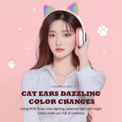 T&G TN-28 3.5mm Bluetooth 5.0 Dual Connection RGB Cat Ear Bass Stereo Noise-cancelling Headphones Support TF Card With Mic(Blue) - Headset & Headphone by T&G | Online Shopping South Africa | PMC Jewellery | Buy Now Pay Later Mobicred