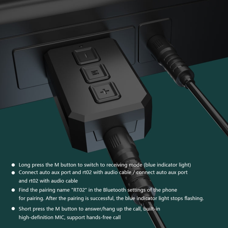 RT02 USB Bluetooth Audio Adapter Receives Transmits 2-in-1 Bluetooth 5.0 Hands-free Talk Car Bluetooth Receiver - Audio Receiver Transmitter by PMC TechLife | Online Shopping South Africa | PMC TechLife