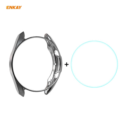 For Samsung Galaxy Watch 3 41mm 2 in 1 ENKAY Hat-Prince Electroplate Soft TPU Case + 0.2mm 9H 2.15D Curved Edge Tempered Glass Film(Black) - Watch Cases by ENKAY | Online Shopping South Africa | PMC Jewellery | Buy Now Pay Later Mobicred