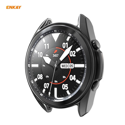 For Samsung Galaxy Watch 3 41mm 2 in 1 ENKAY Hat-Prince Electroplate Soft TPU Case + 0.2mm 9H 2.15D Curved Edge Tempered Glass Film(Black) - Watch Cases by ENKAY | Online Shopping South Africa | PMC Jewellery | Buy Now Pay Later Mobicred