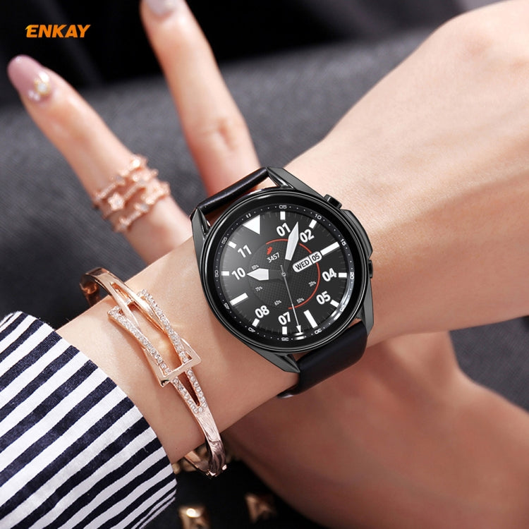 For Samsung Galaxy Watch 3 41mm 2 in 1 ENKAY Hat-Prince Electroplate Soft TPU Case + 0.2mm 9H 2.15D Curved Edge Tempered Glass Film(Black) - Watch Cases by ENKAY | Online Shopping South Africa | PMC Jewellery | Buy Now Pay Later Mobicred