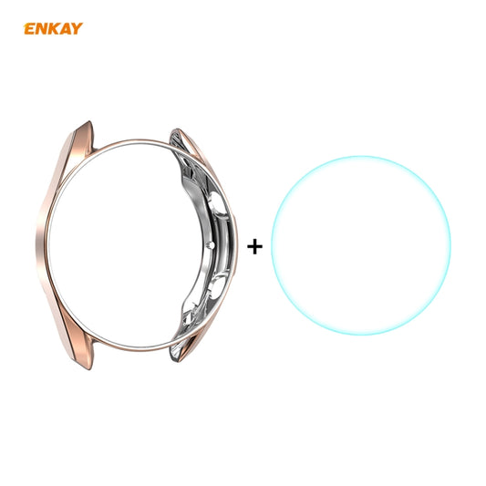 For Samsung Galaxy Watch 3 41mm 2 in 1 ENKAY Hat-Prince Electroplate Soft TPU Case + 0.2mm 9H 2.15D Curved Edge Tempered Glass Film(Rose Gold) - Watch Cases by ENKAY | Online Shopping South Africa | PMC Jewellery | Buy Now Pay Later Mobicred